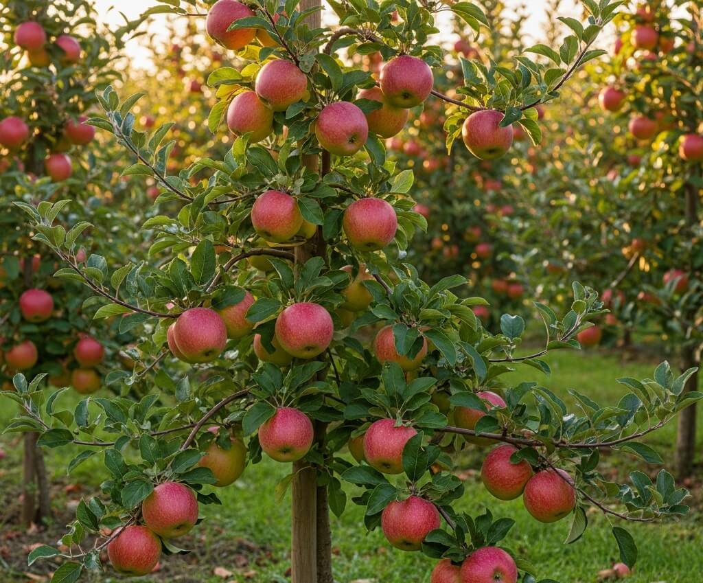 Žalsvas su raudonais dryžiais 'Ligita' veislės obuolys