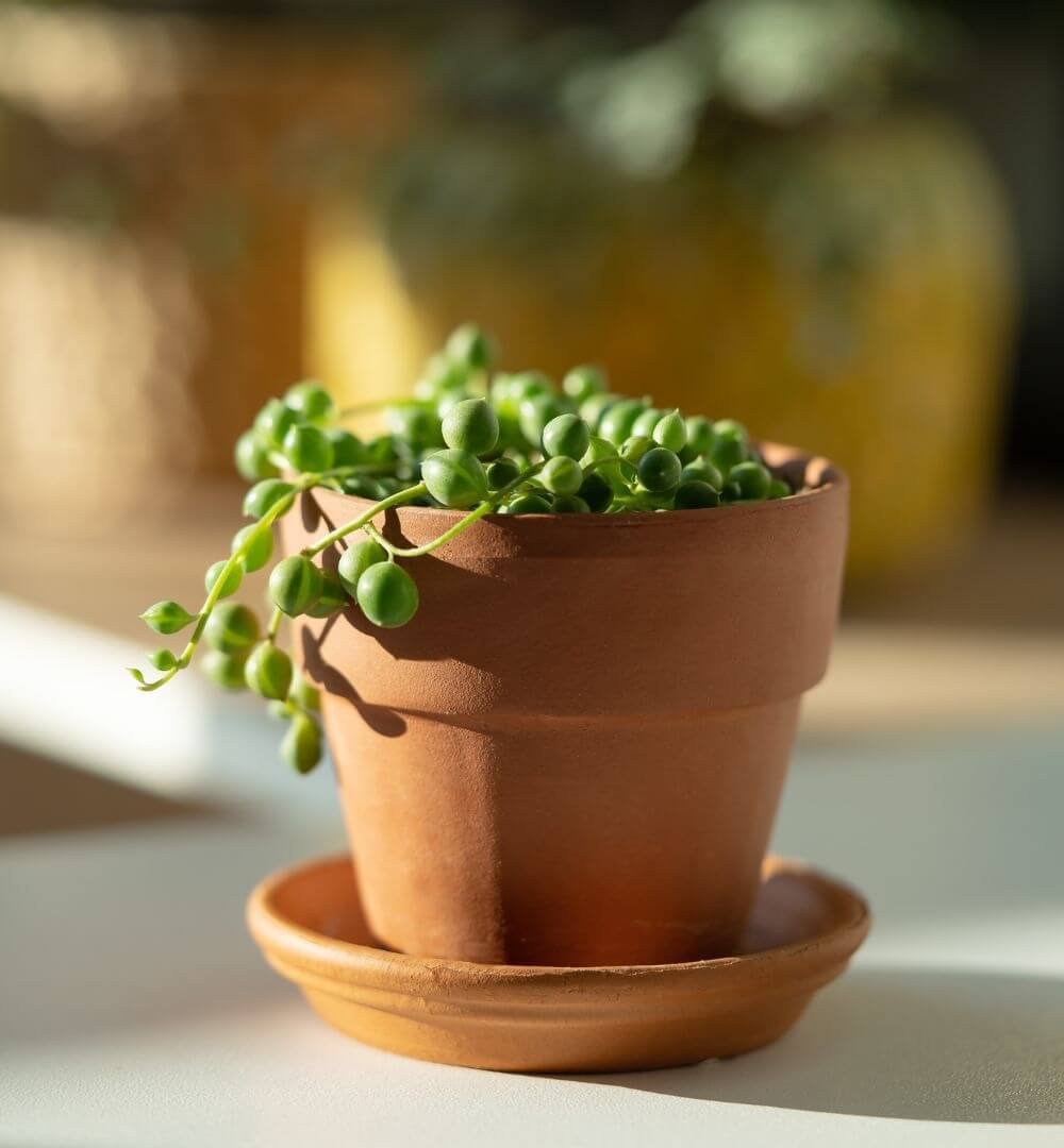 Svyrančios šakelės su apvaliais, žaliais lapeliais