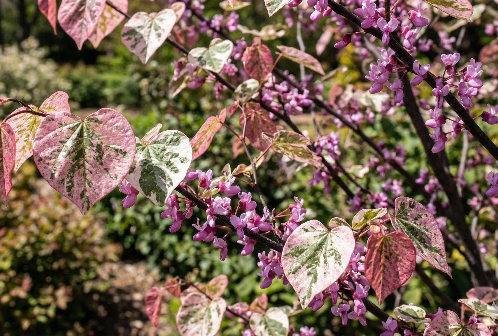 Margi, rožinės, baltos ir žalios spalvos cerkio lapai