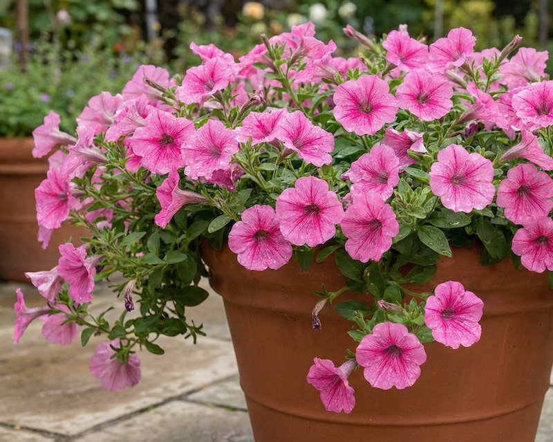 Ryškiai rožiniai 'Supertunia Vista Bubblegum' žiedai