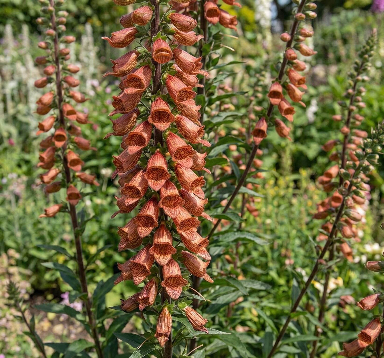Aukštas, rudai gelsvas rūdėtosios rusmenės žiedynas