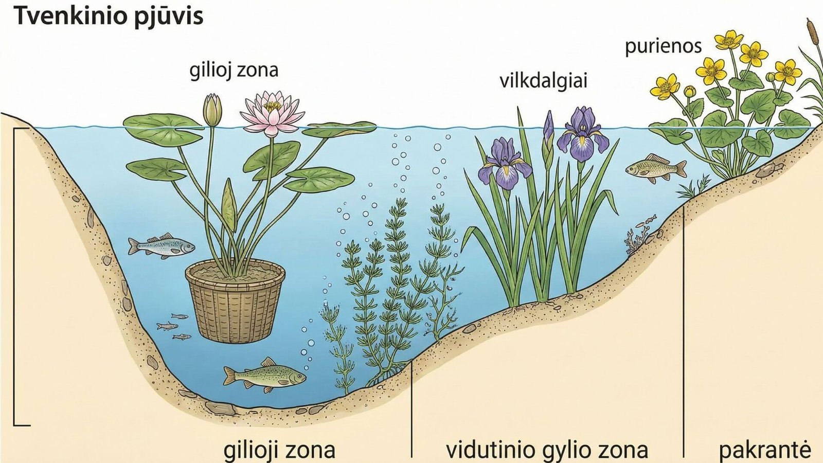 Vandens augalai, ką rinktis, kad neapsigauti ir tvenkinys netaptų pelke