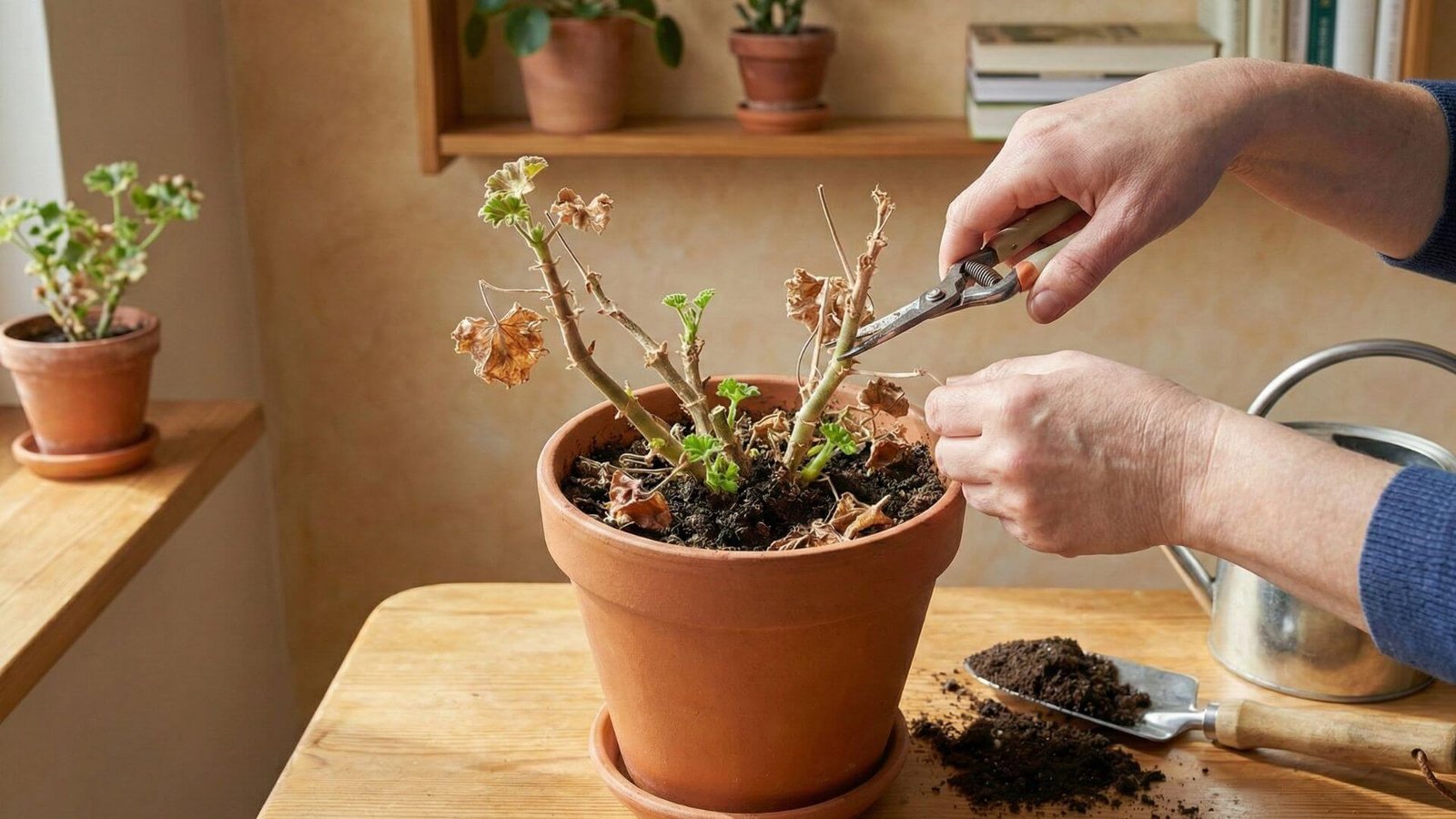 Pelargonijų žadinimas pavasarį, 4 žingsniai