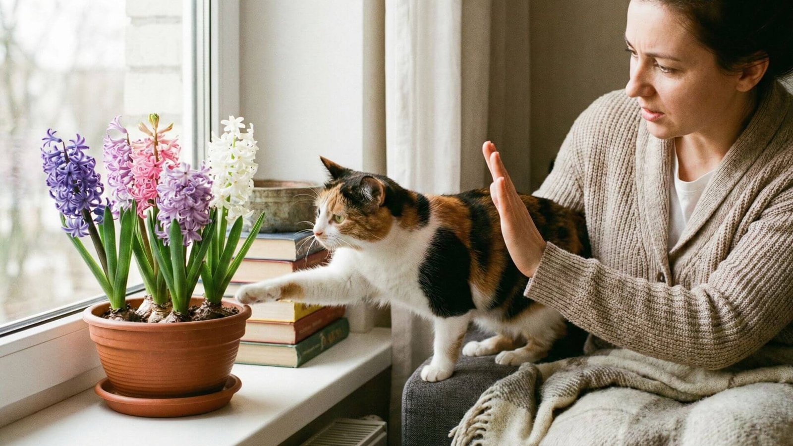 Hiacintai ir katės, ar šios gėlės nuodingos?