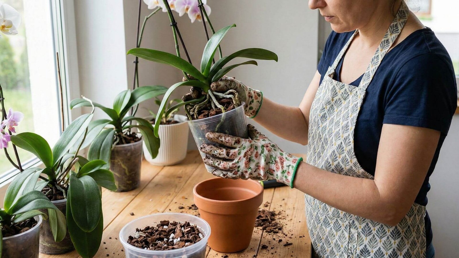 Orchidėjų (falenopsių) persodinimas, kaip ir ką daryti?