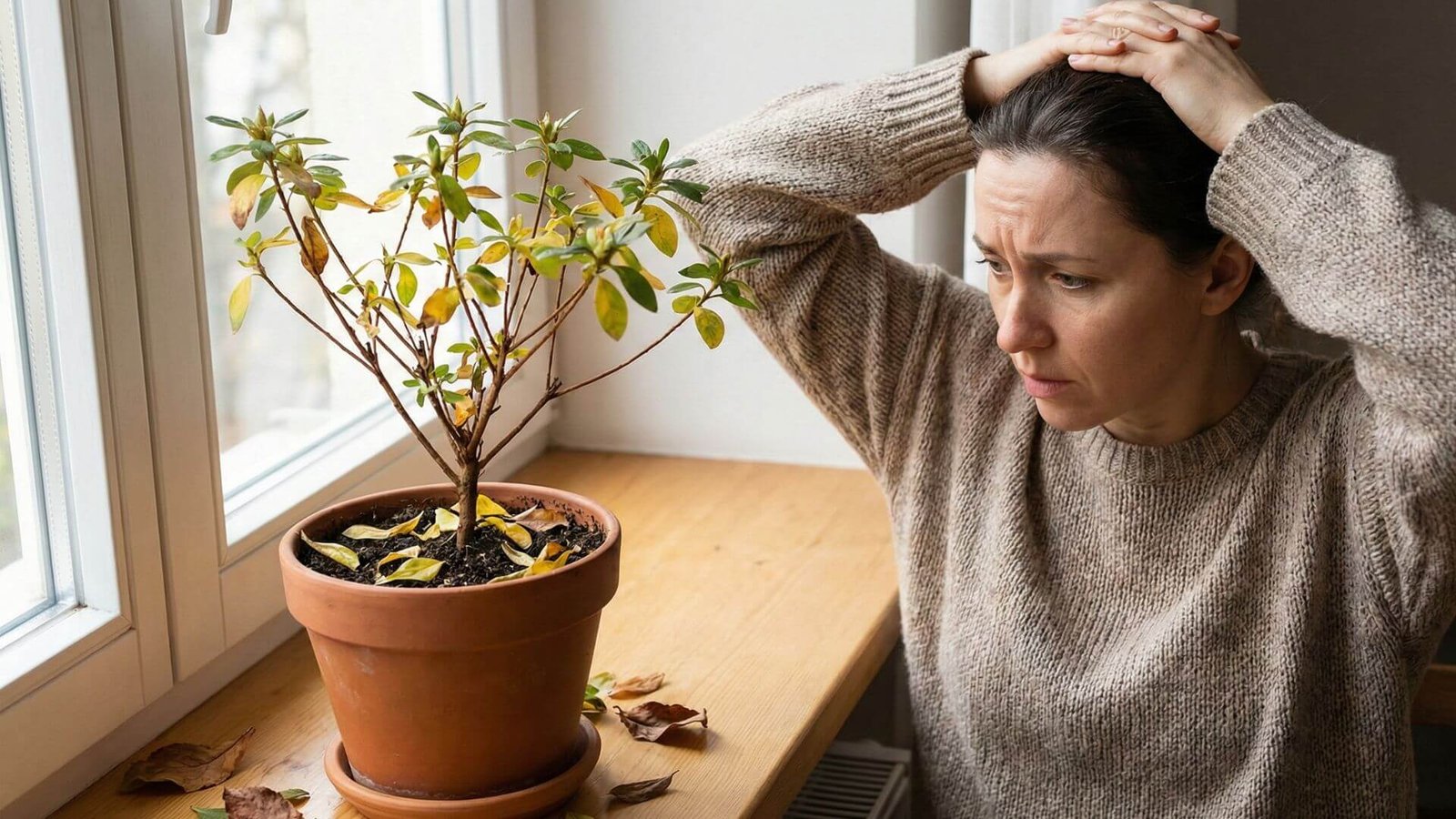 Azalija vazonėlyje meta lapus - priežastys ir sprendimai